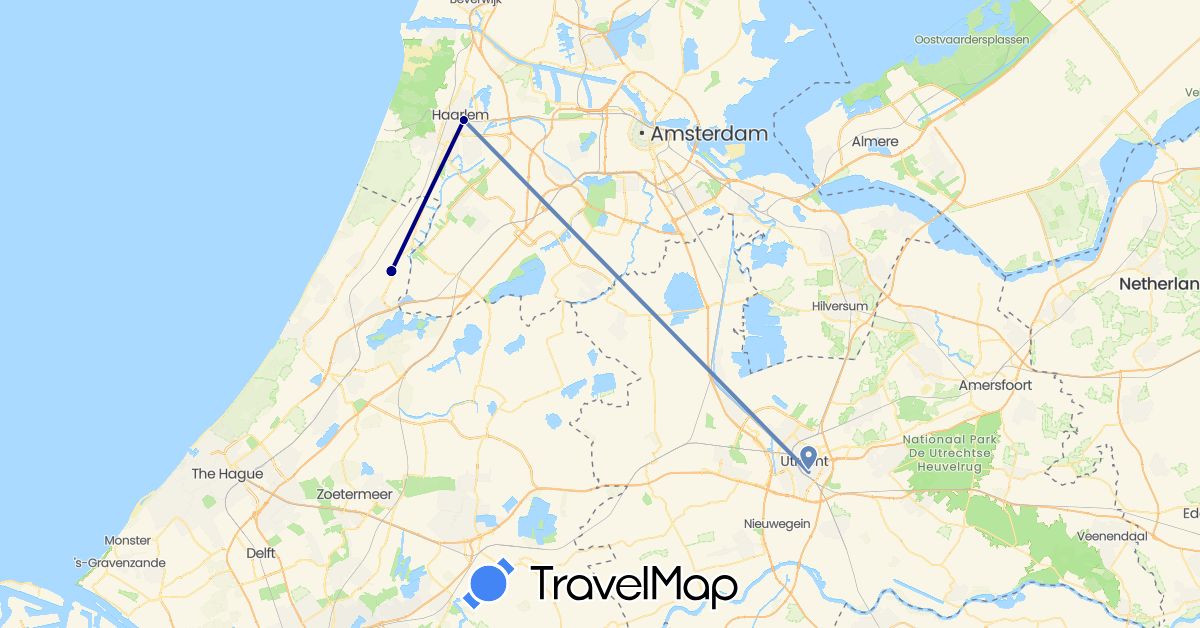 TravelMap itinerary: driving, cycling in Netherlands (Europe)